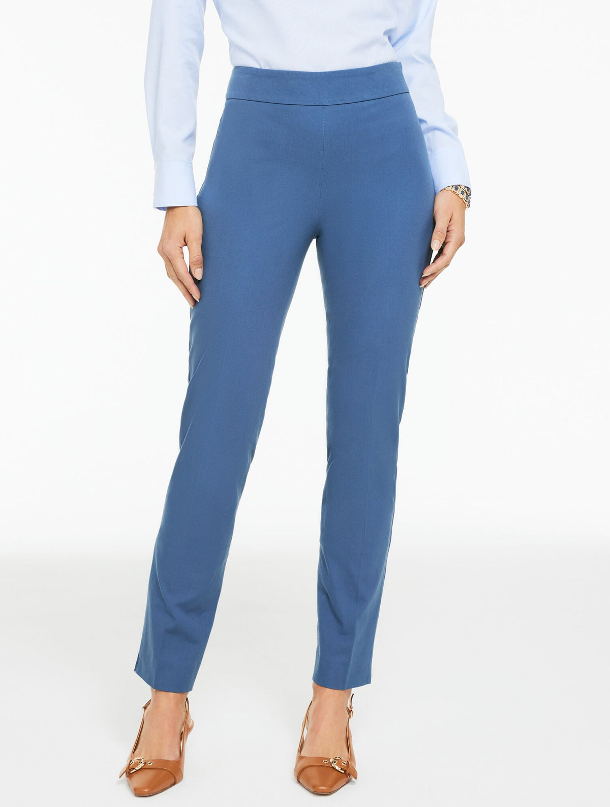 TALBOTS CHATHAM COTTON BI-STRETCH SLIM ANKLE PANTS - SOLID