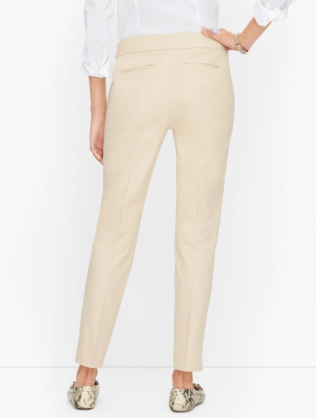 PLUS EXCLUSIVE TALBOTS CHATHAM COTTON BI-STRETCH SLIM ANKLE PANTS - SOLID - CURVY FIT