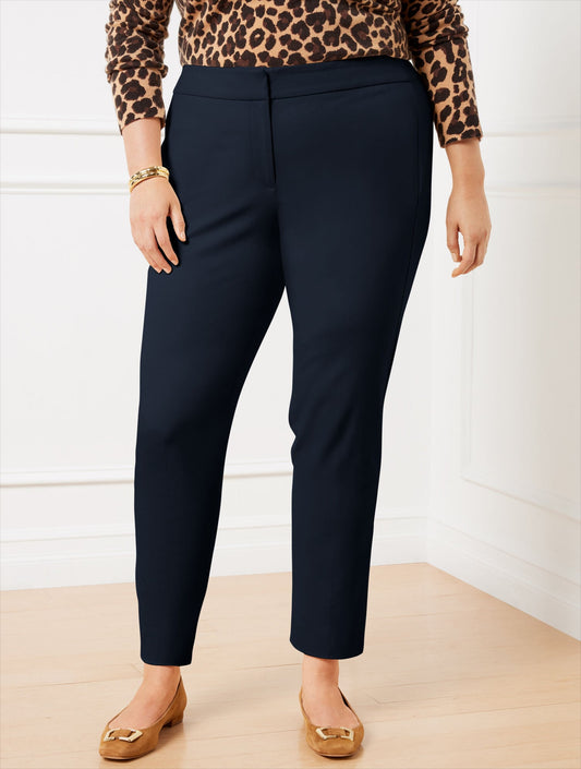 PLUS EXCLUSIVE TALBOTS CHATHAM COTTON BI-STRETCH SLIM ANKLE PANTS - SOLID - CURVY FIT