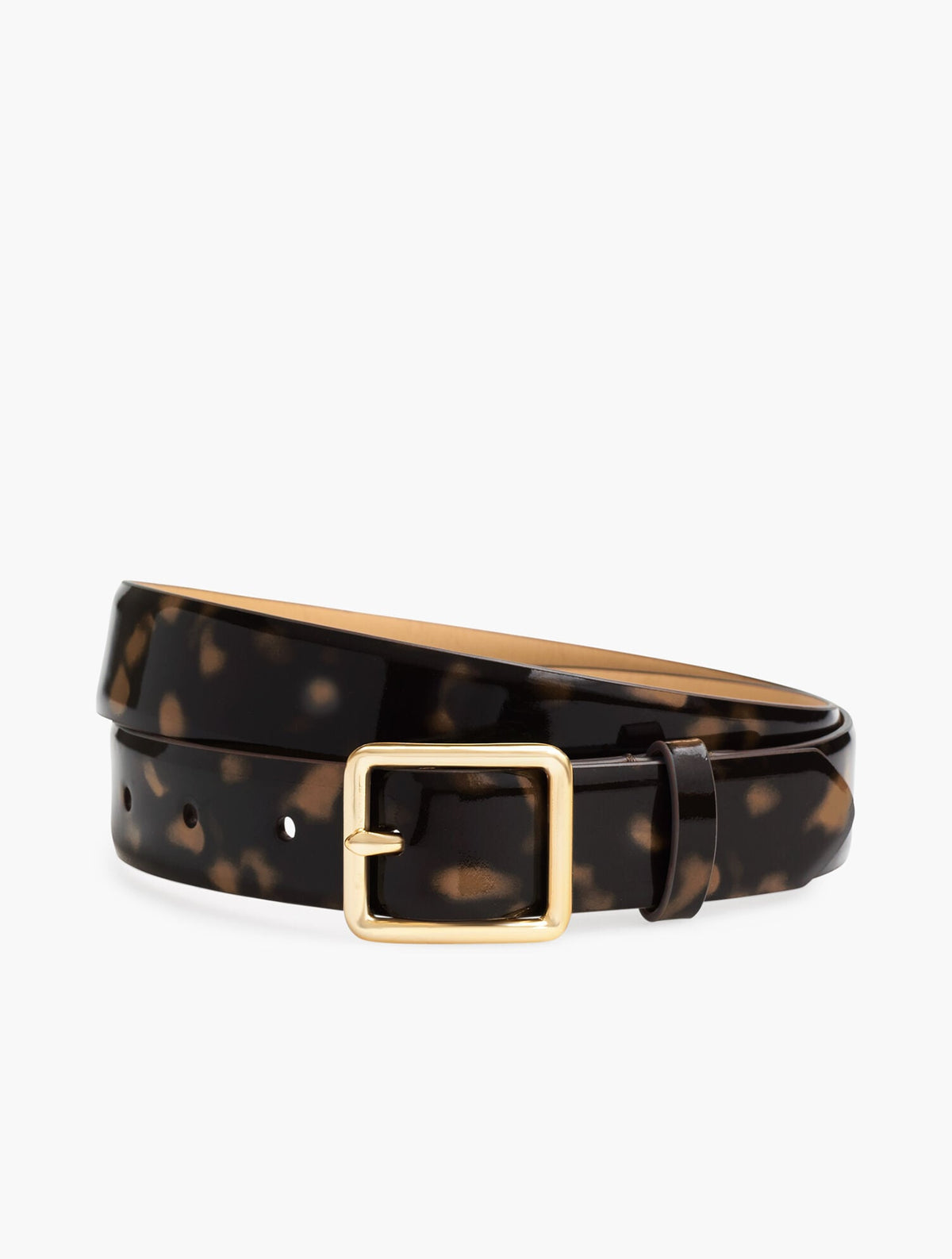 PATENT LEATHER TORTOISE BELT