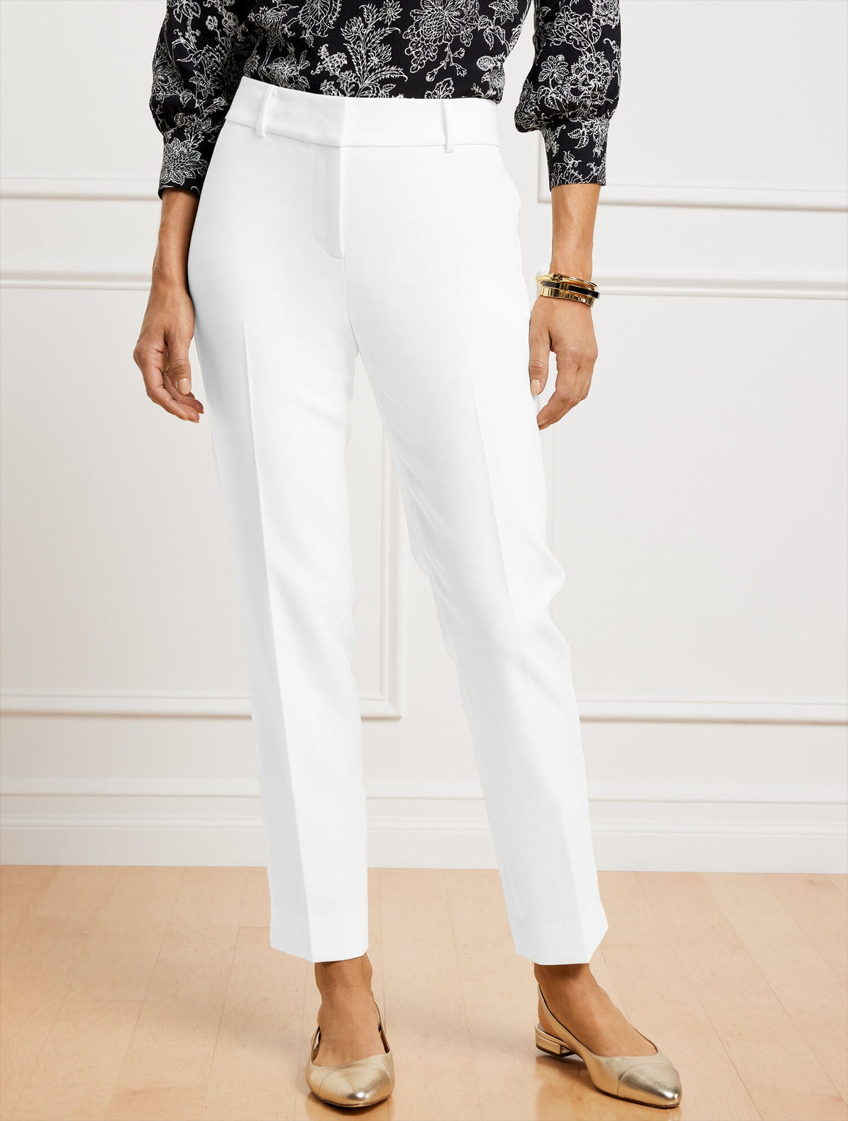 TALBOTS HAMPSHIRE LIGHTWEIGHT DOUBLE CLOTH STRAIGHT ANKLE PANTS - LINED