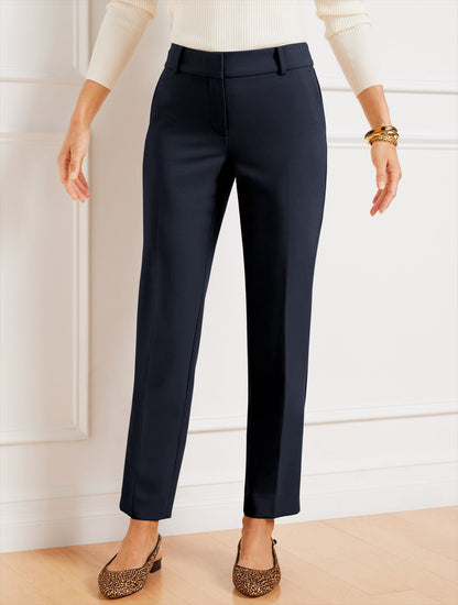 TALBOTS HAMPSHIRE LIGHTWEIGHT DOUBLE CLOTH STRAIGHT ANKLE PANT - CURVY FIT