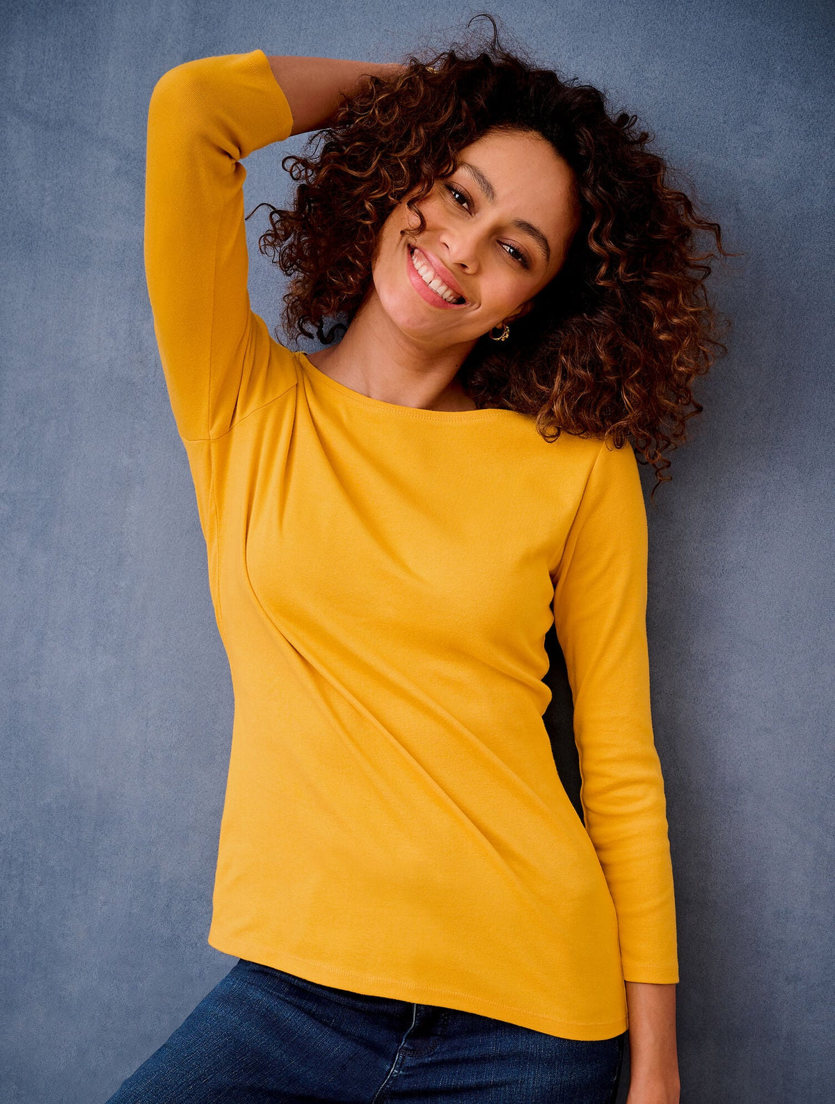 BATEAU NECK PIMA COTTON TEE- SOLIDS
