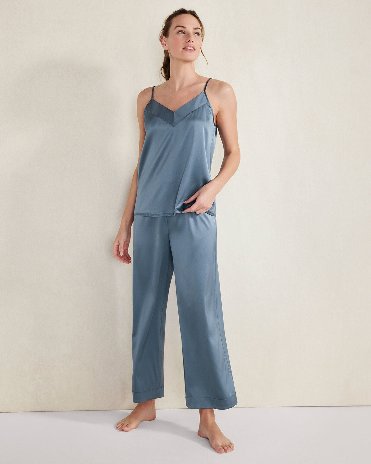WASHABLE SILK DOUBLE V SLEEP CAMI