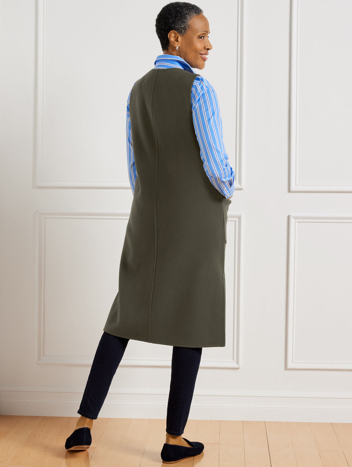 DOUBLE-FACED WOOL BLEND VEST TOPPER
