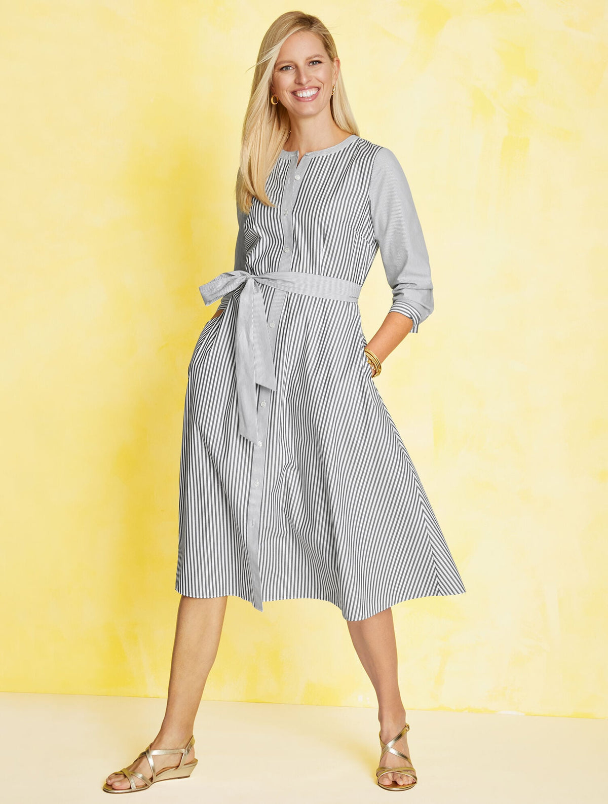 BELTED SHIRTDRESS - DAISY STRIPE