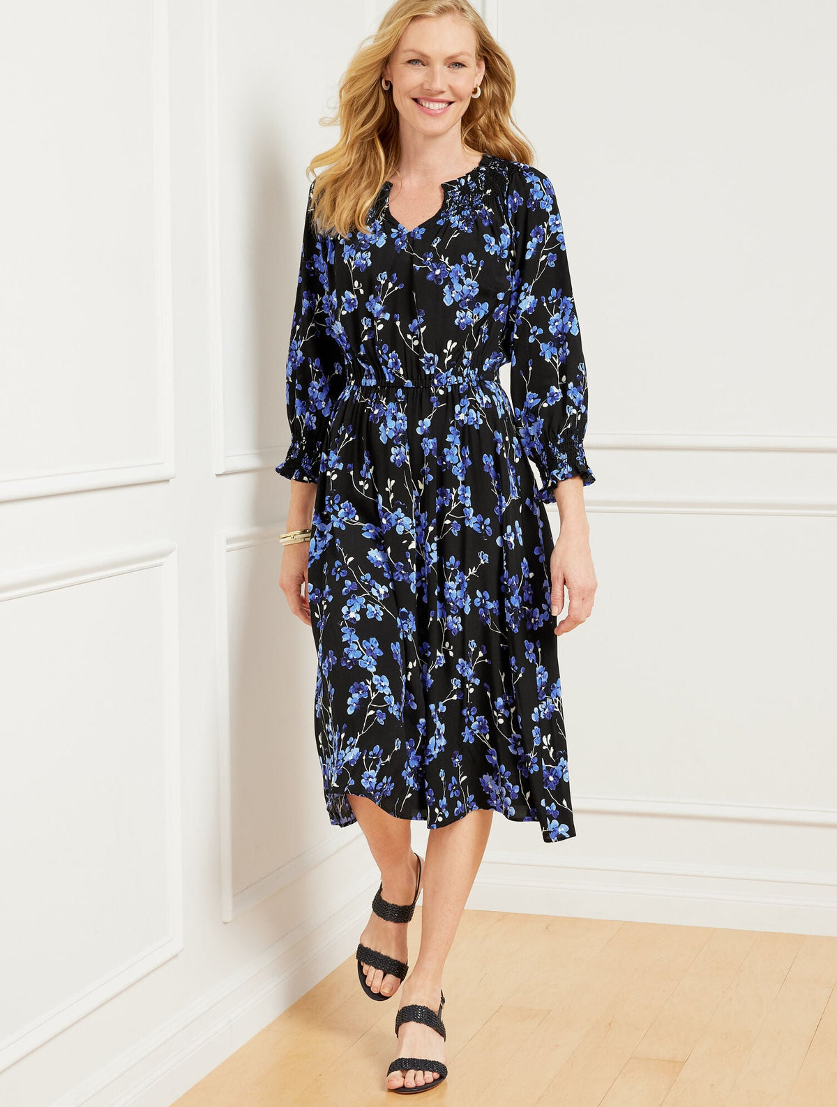 SMOCKED MIDI DRESS - FRAGRANT LILAC