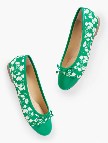 BLAIR CAP TOE MARIGOLD SATEEN BALLET FLATS