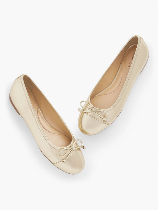 BLAIR CAP TOE METALLIC NAPPA BALLET FLATS