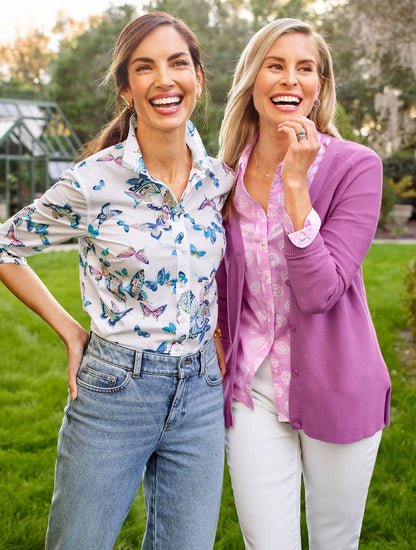 COTTON BUTTON FRONT SHIRT - EXQUISITE BUTTERFLY