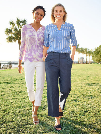 FANCY STRIPE TIE SLEEVE TOP