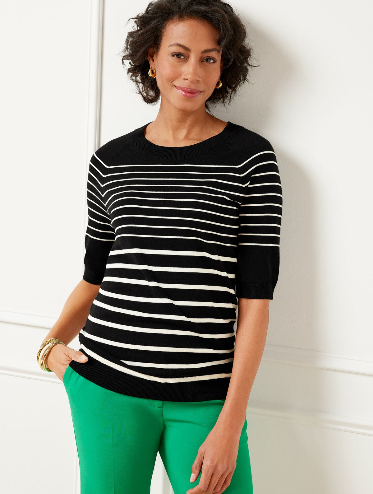 ELBOW SLEEVE PULLOVER - VARIEGATED BRETON