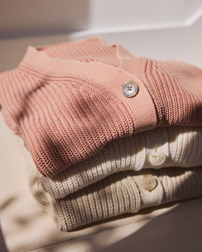 ORGANIC COTTON SHAKER STITCH CARDIGAN