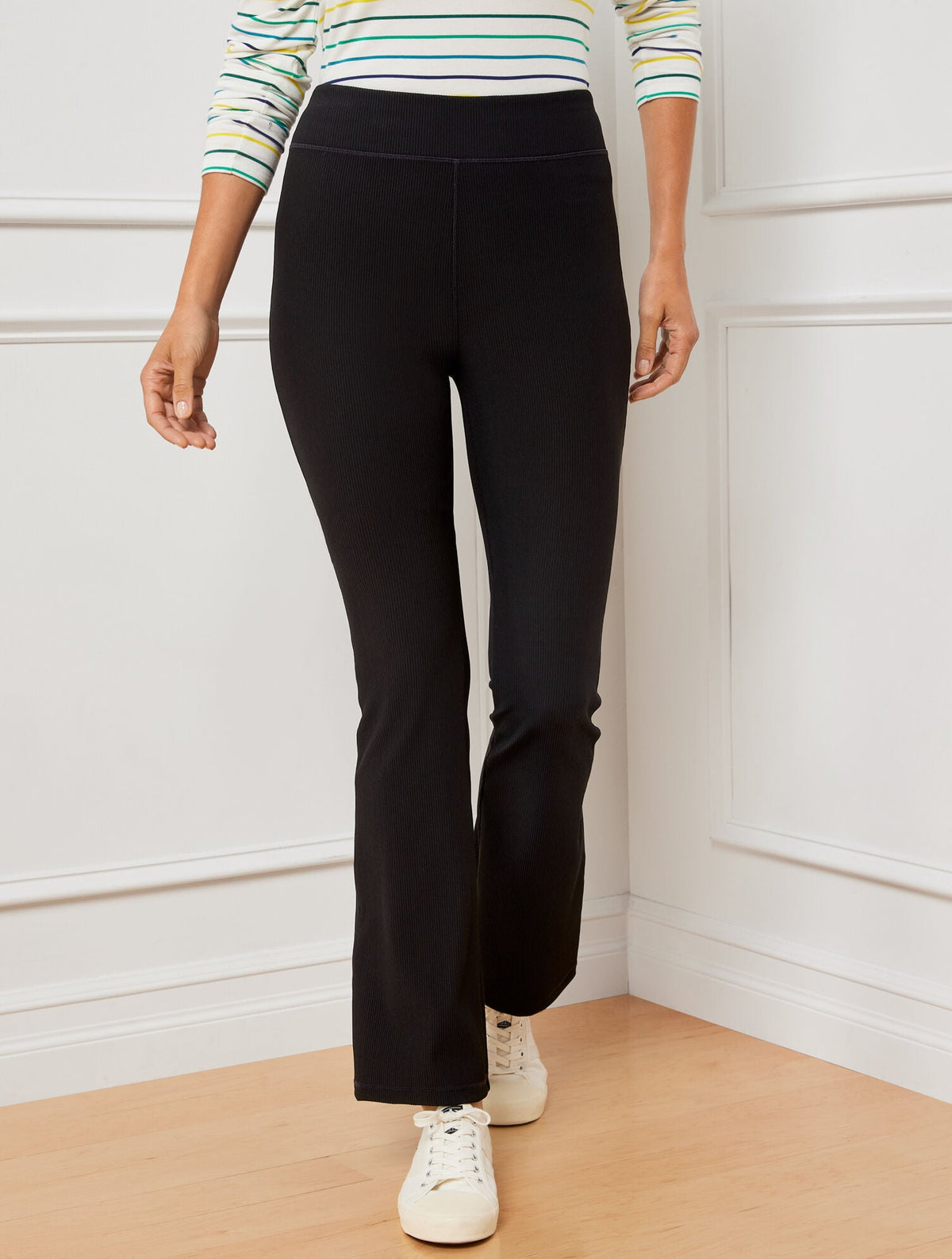 SOFT STRETCH RIBBED HIGH WAIST BOOTCUT LEGGING