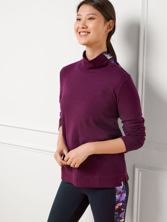 ASYMMETRICAL ZIP MOCKNECK PULLOVER