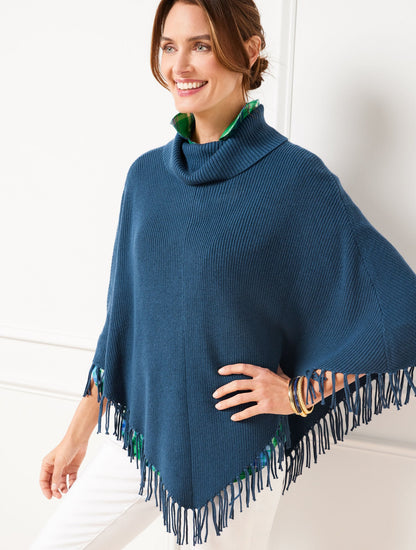 PLUS EXCLUSIVE FRINGE KNIT PONCHO