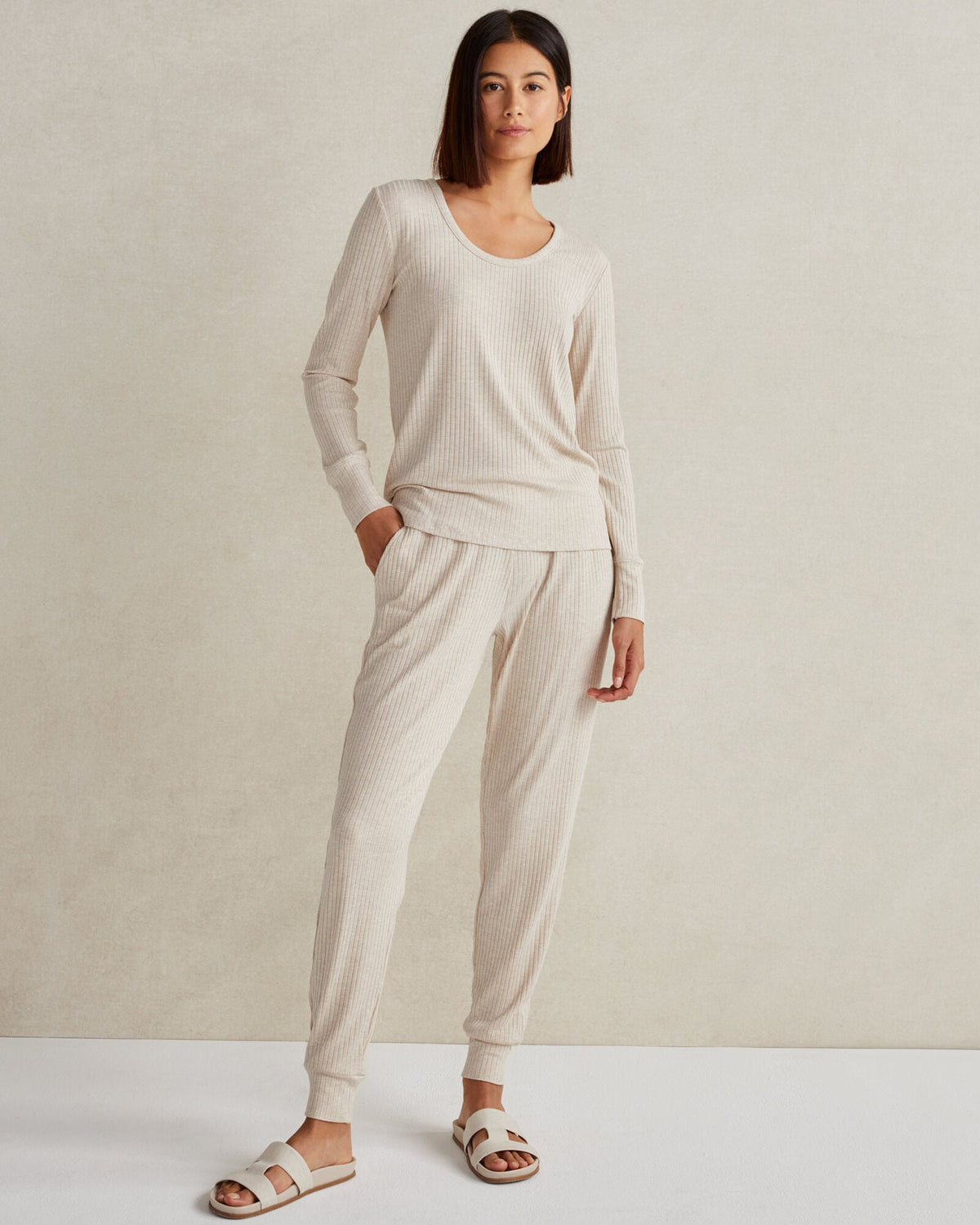 DRAPEY RIB KNIT JOGGERS