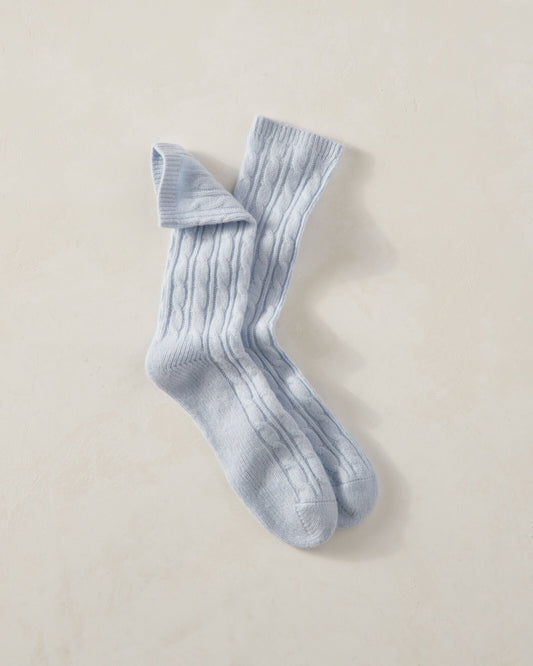 CASHMERE BLEND CABLE KNIT SOCKS