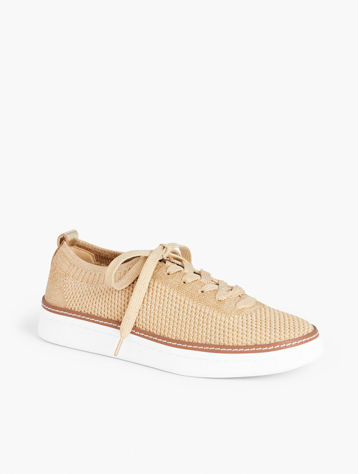 BRITTANY METALLIC KNIT LACE UP SNEAKERS