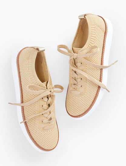 BRITTANY METALLIC KNIT LACE UP SNEAKERS
