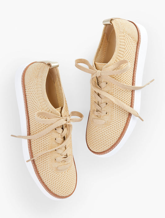 BRITTANY METALLIC KNIT LACE UP SNEAKERS
