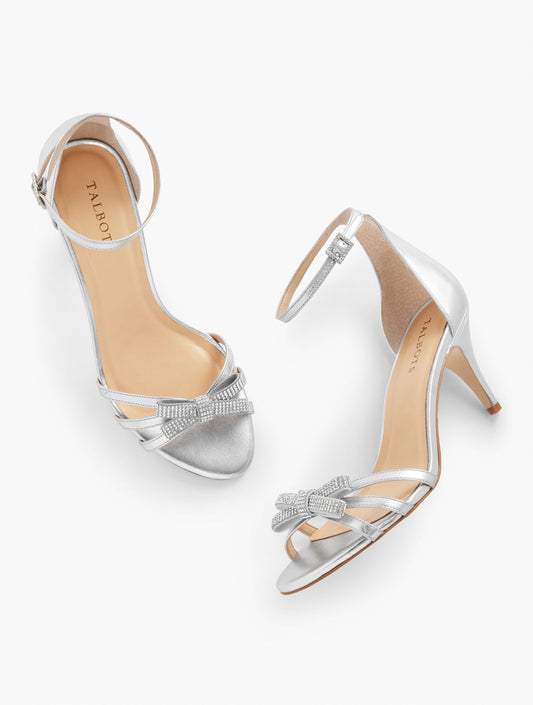 ERICA LEATHER ANKLE STRAP SANDALS - METALLIC