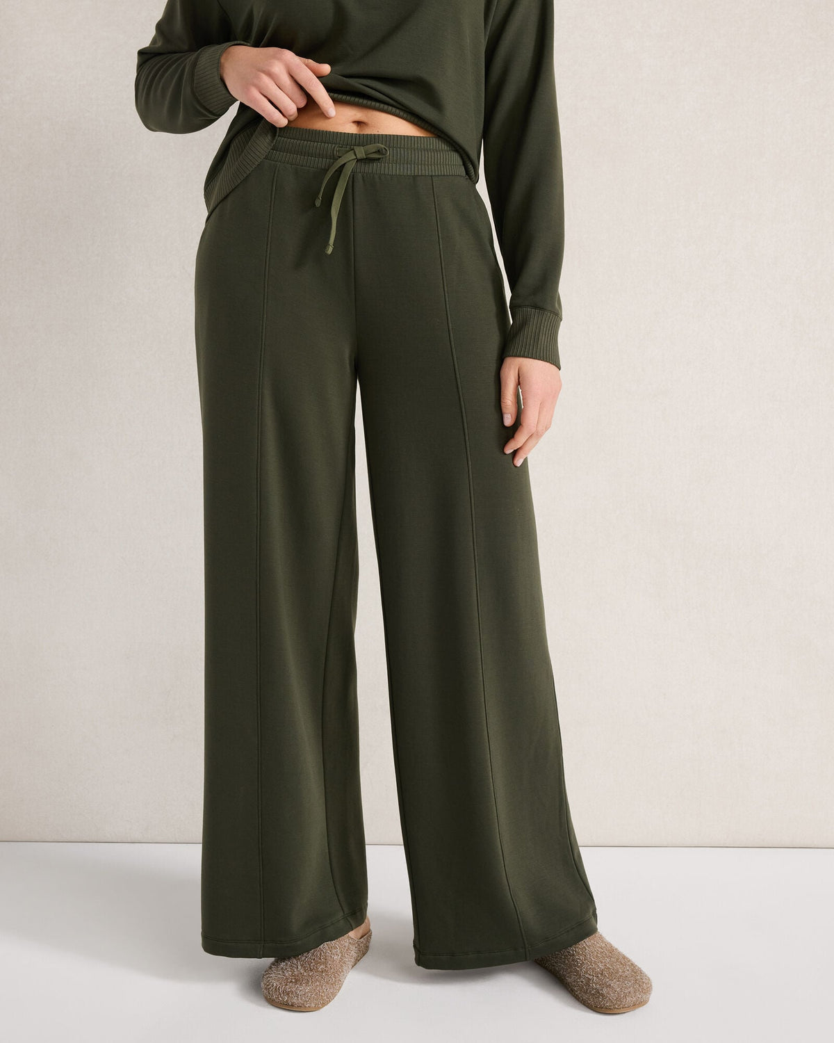 FLEECE WIDE LEG PANTS