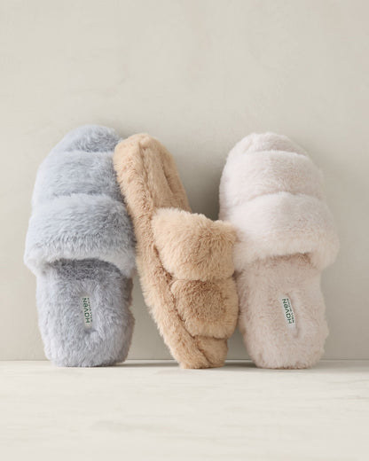 FAUX FUR BANDED SLIPPERS