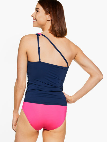 SUN OCEAN SAND ONE-SHOULDER CUTOUT TANKINI - COLORBLOCK