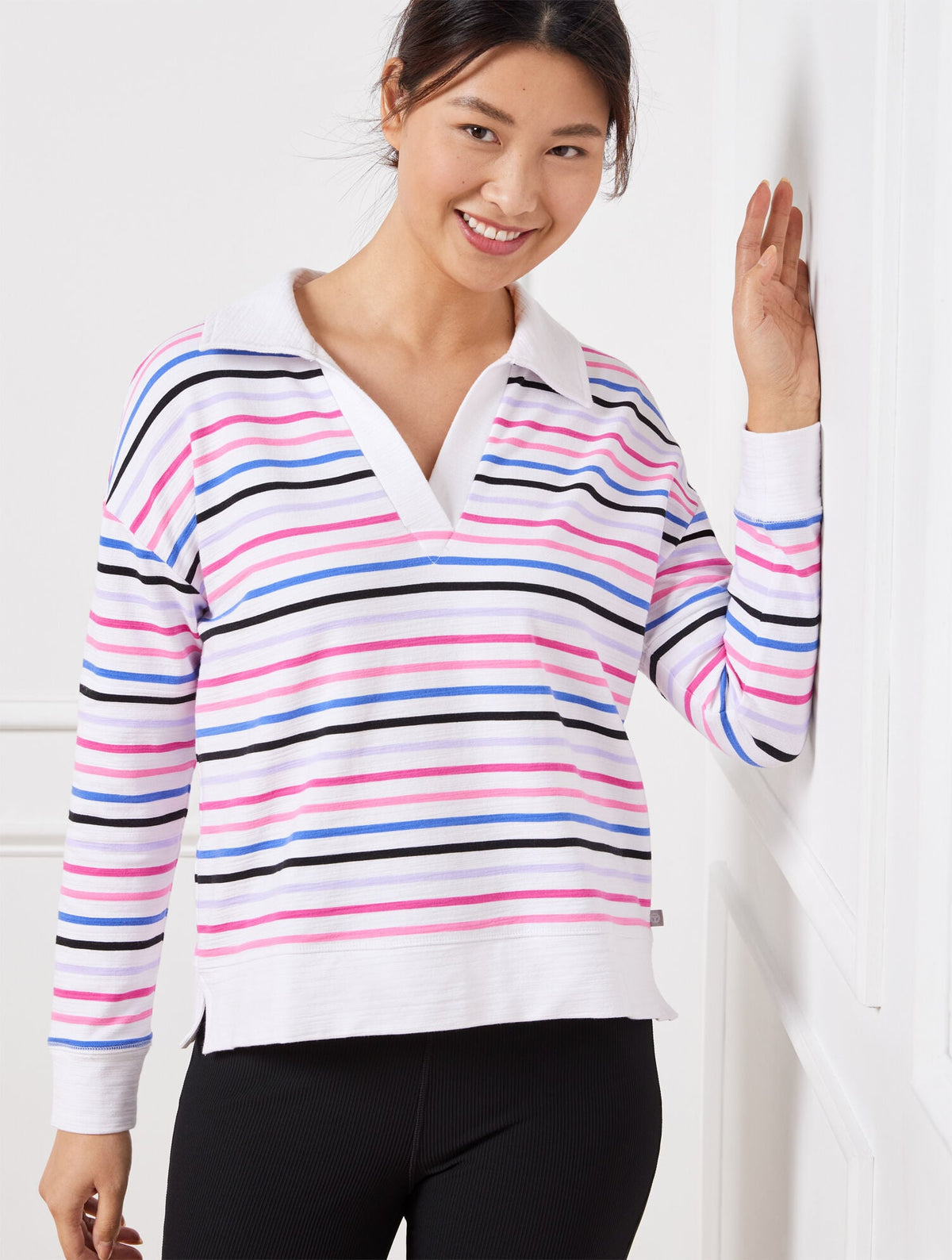 COZY CRUSH JOHNNY COLLAR PULLOVER - GAME STRIPE
