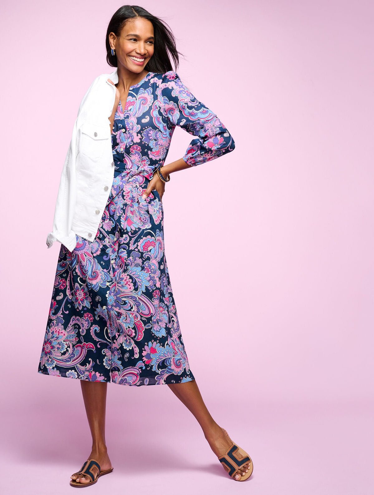 VOILE FIT & FLARE SHIRTDRESS - SWIRL FLORAL