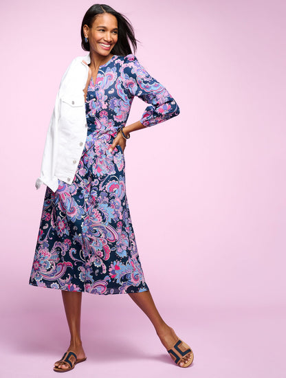 VOILE FIT & FLARE SHIRTDRESS - SWIRL FLORAL