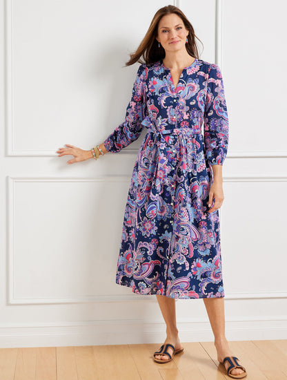 VOILE FIT & FLARE SHIRTDRESS - SWIRL FLORAL