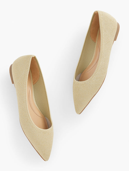 EDWIN METALLIC KNIT POINTED TOE FLATS