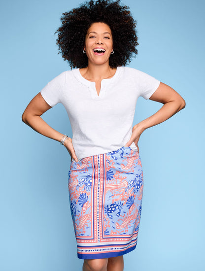 DOT TRIM SPLIT NECK TEE