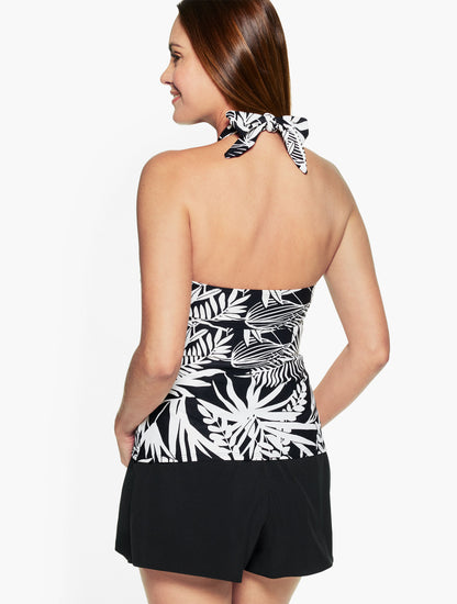 SUN OCEAN SAND RUCHED HALTER TANKINI - SILHOUETTE FERNS