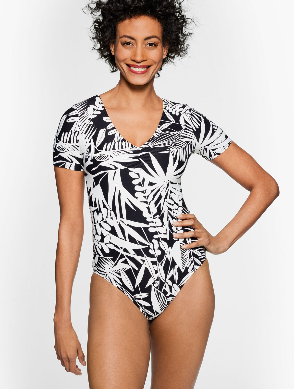 SUN OCEAN SAND SHORT SLEEVE ONE PIECE - SILHOUETTE FERNS