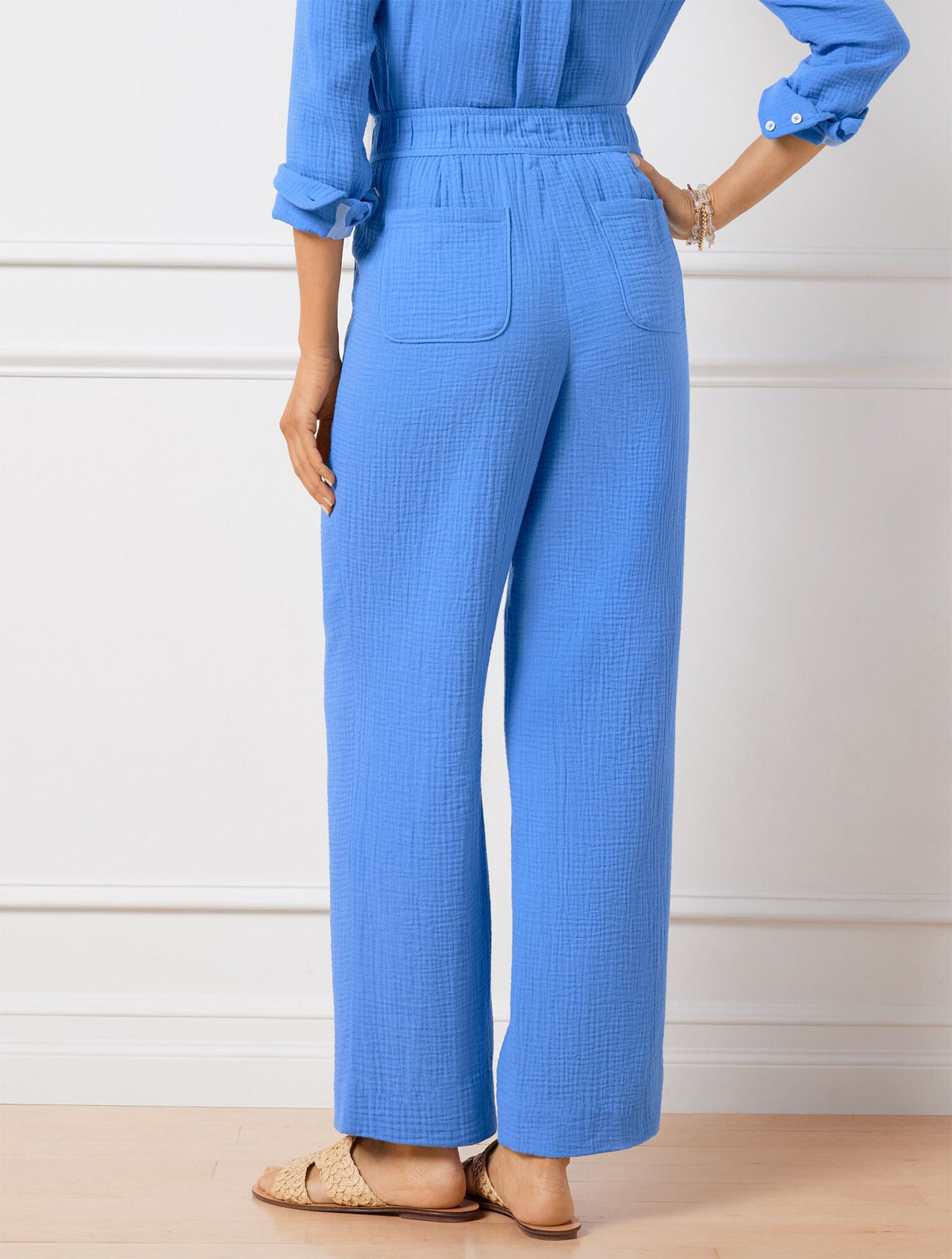 AIRY GAUZE WIDE LEG PANTS