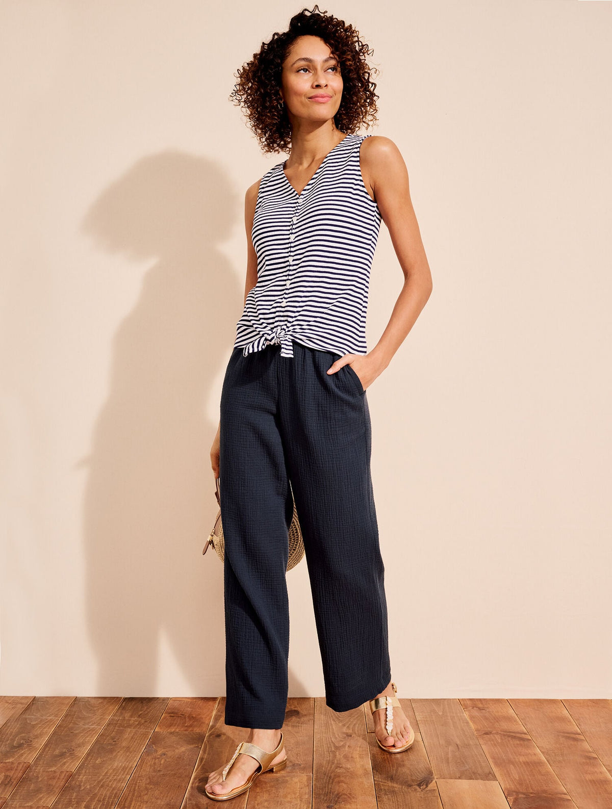 AIRY GAUZE WIDE LEG PANTS