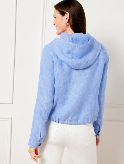 WASHED LINEN HOODED JACKET