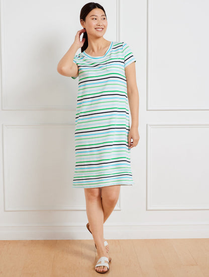 SHORT SLEEVE DRESS - VAST MULTI STRIPE