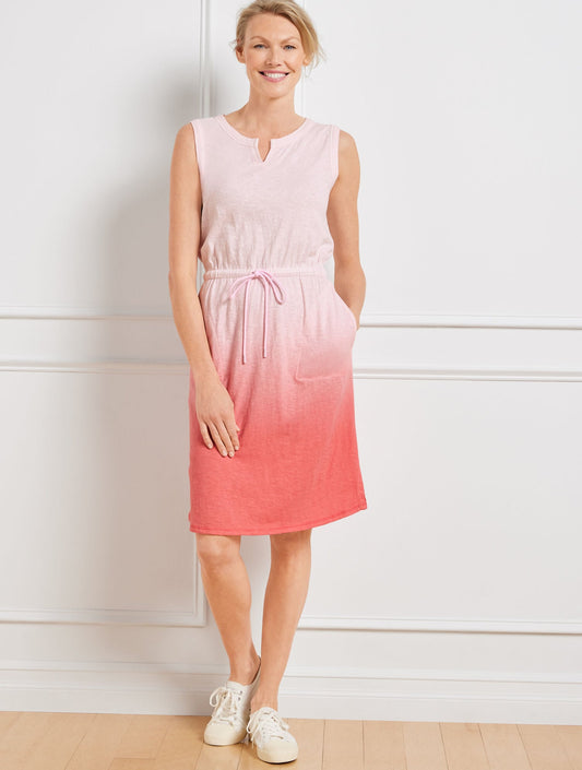 SUPERSOFT SLUB DRAWSTRING WAIST DRESS - DIP DYE