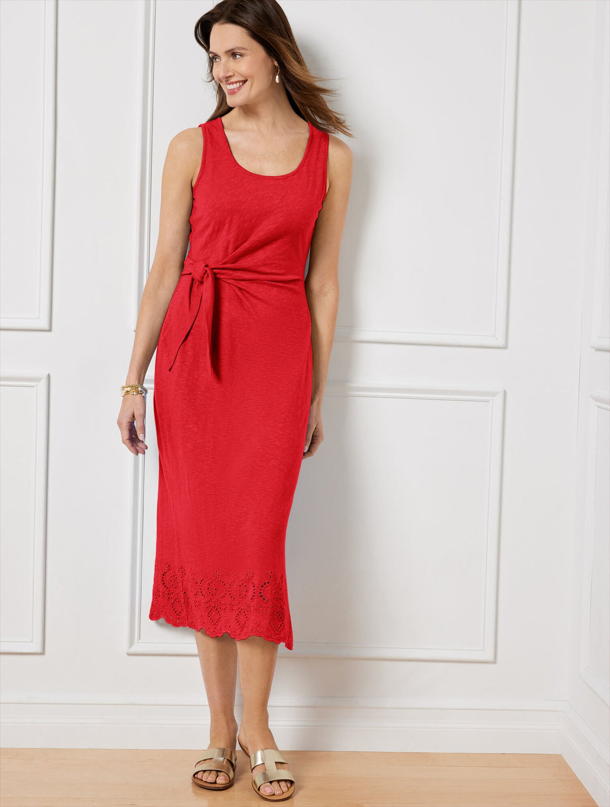 NANTUCKET SLUB SLEEVELESS SIDE TIE MIDI DRESS