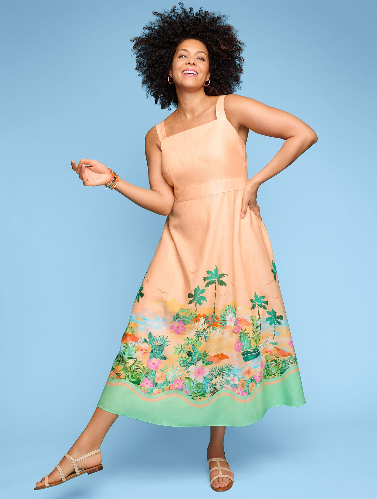 LINEN MAXI DRESS - SUNSET HORIZON