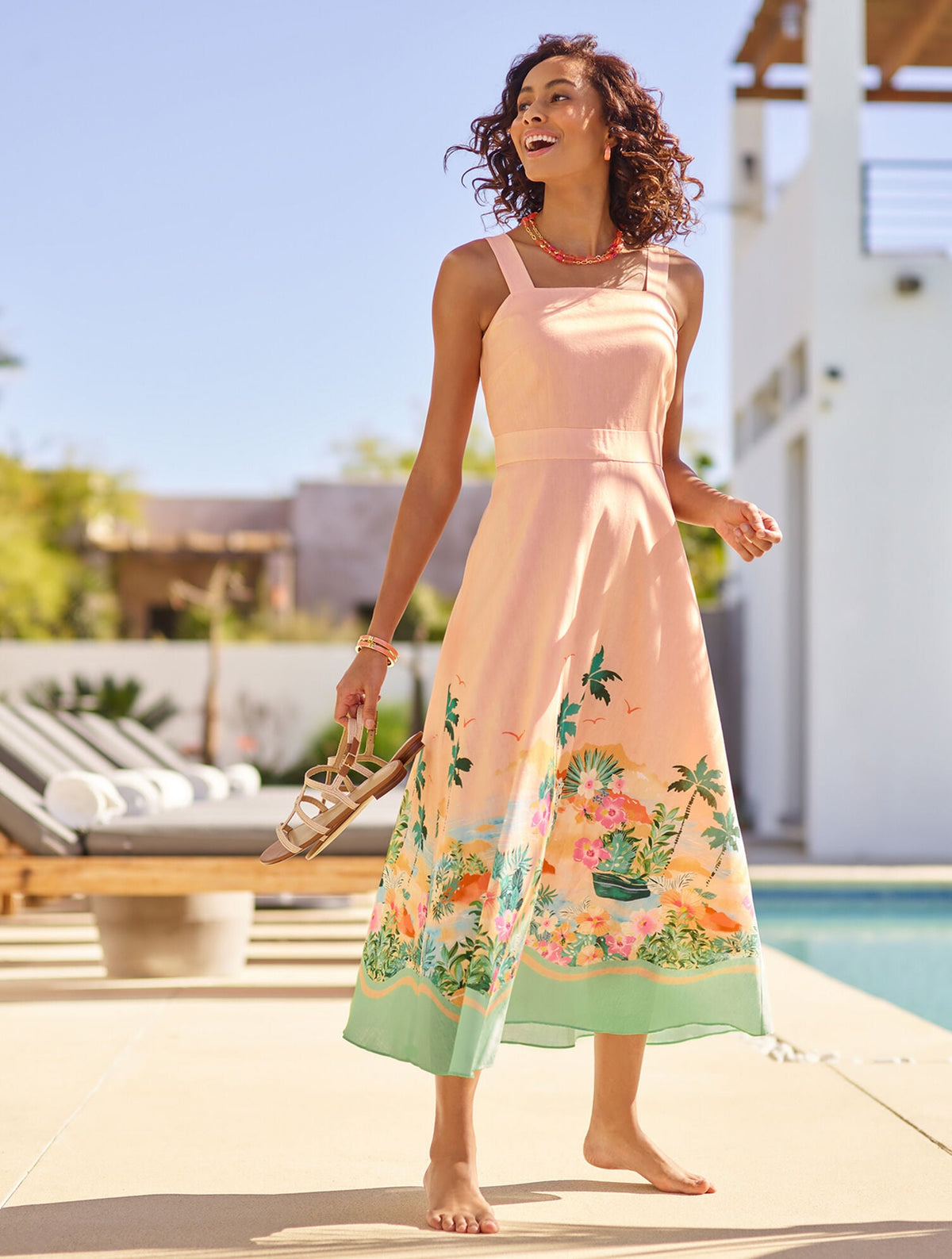 LINEN MAXI DRESS - SUNSET HORIZON