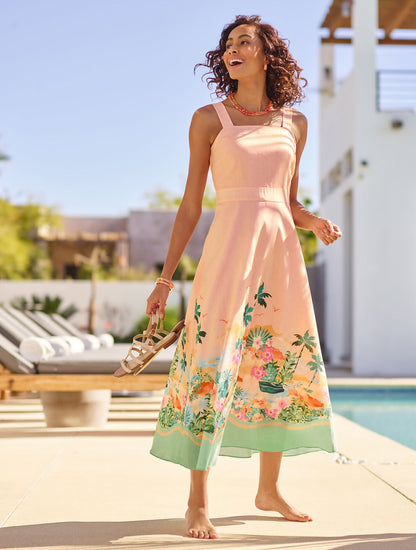 LINEN MAXI DRESS - SUNSET HORIZON