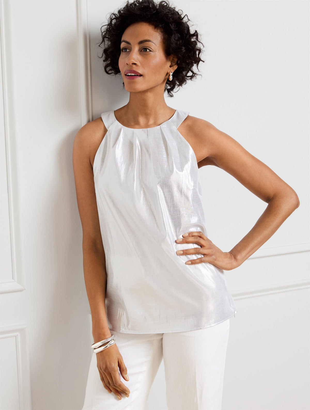 METALLIC HALTER TOP