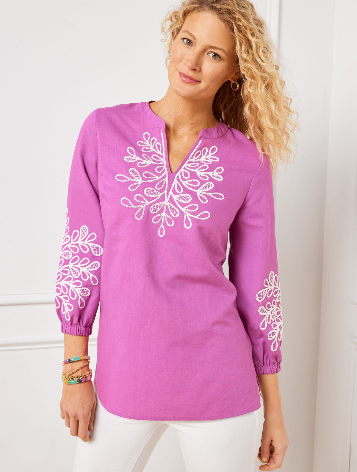 EMBROIDERED LINEN COTTON TUNIC