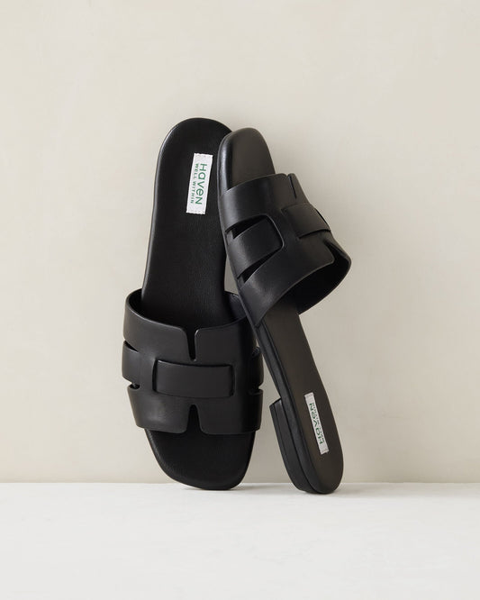 LEATHER THREADED CUT-OUT SLIDES