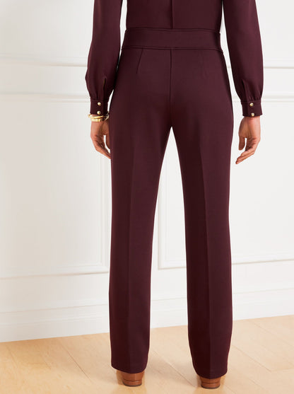 PASSPORT PONTE PINTUCK STRAIGHT LEG PANTS